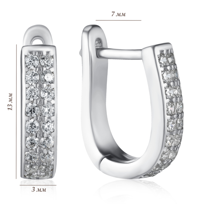 Серебряные серьги с фианитами. Артикул PB05318-E/12/1