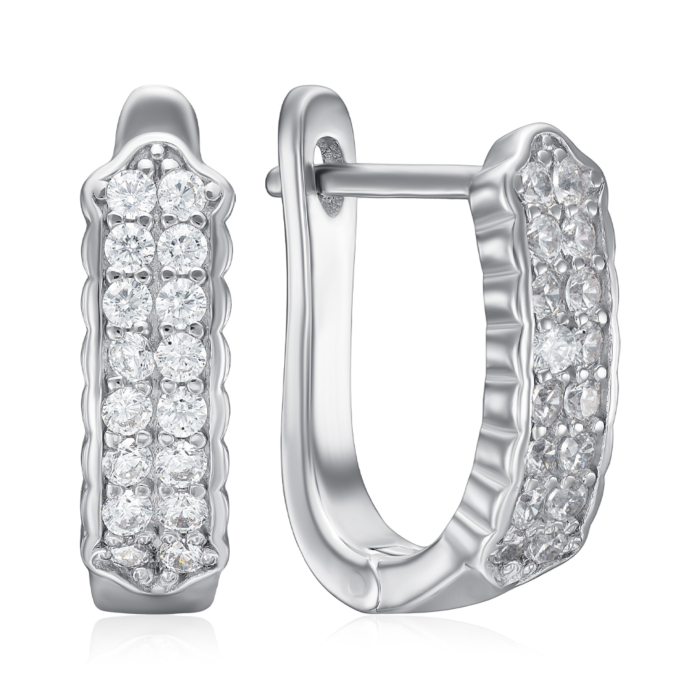 Срібні сережки з фіанітами. Артикул PB05319-E/12/1