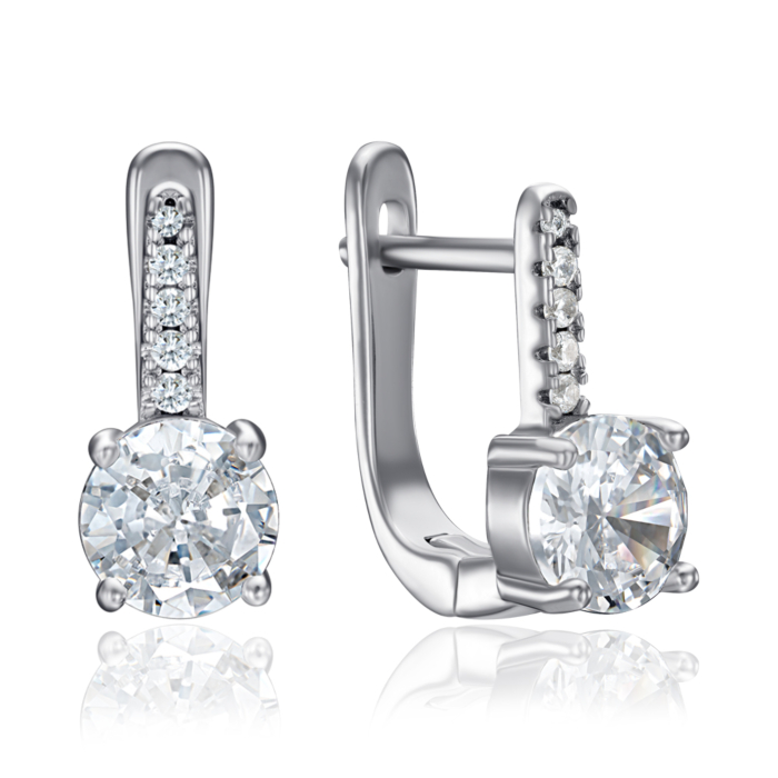 Срібні сережки з фіанітами. Артикул PB05402-E/12/1