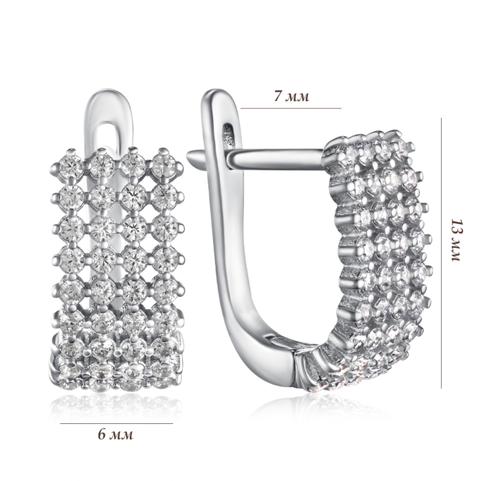 Срібні сережки з фіанітами. Артикул PB05410-E/12/1