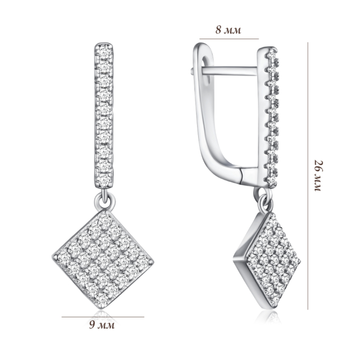 Серебряные серьги с фианитами. Артикул PB05445-E/12/1