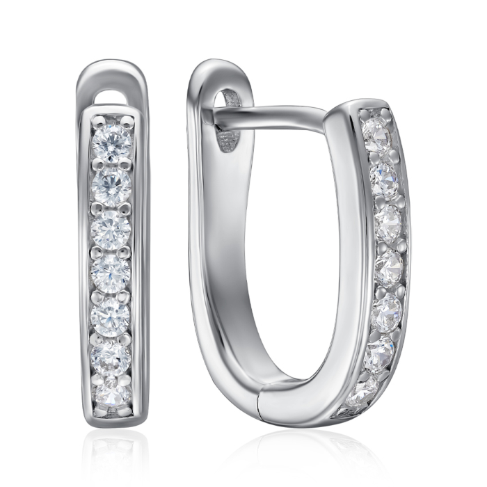 Срібні сережки з фіанітами. Артикул PB05449-E/12/1