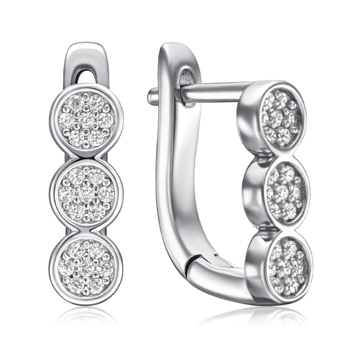 Серебряные серьги с фианитами. Артикул PB05497-E/12/1