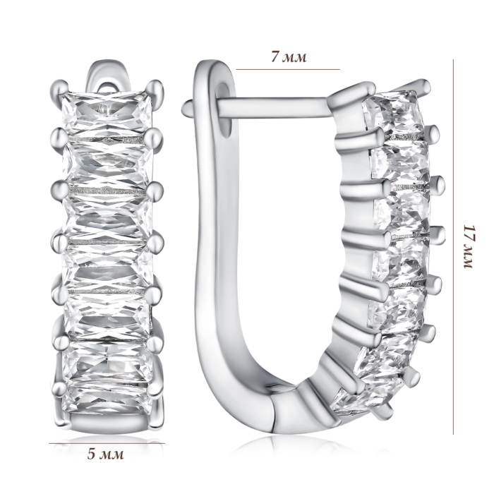 Срібні сережки з фіанітами. Артикул PB05506-E/12/1