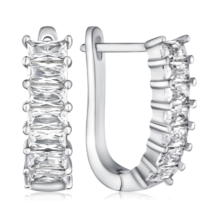 Срібні сережки з фіанітами. Артикул PB05506-E/12/1