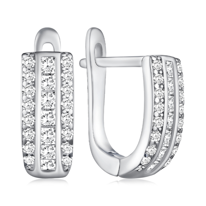 Срібні сережки з фіанітами. Артикул PB05676-E/12/1