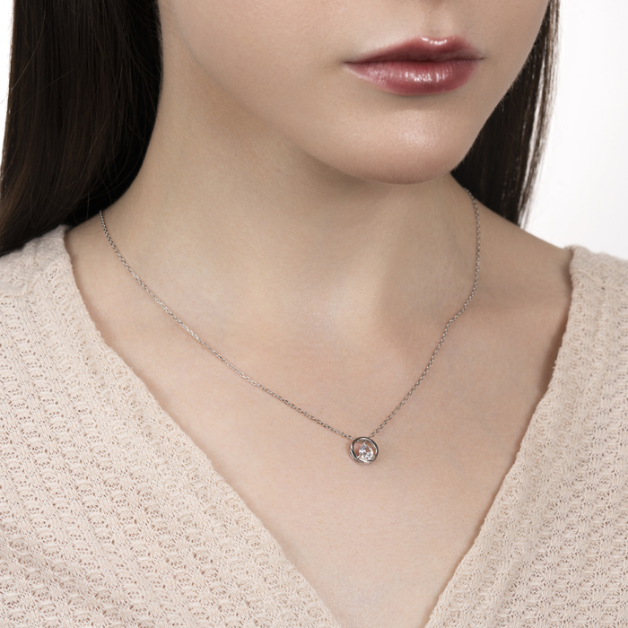Срібне кольє з фіанітом. Артикул PC02667-K/12/1