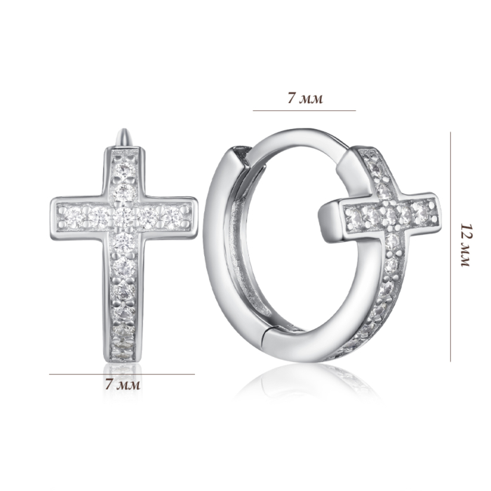 Срібні сережки з фіанітами. Артикул PDE0030-E/12/1