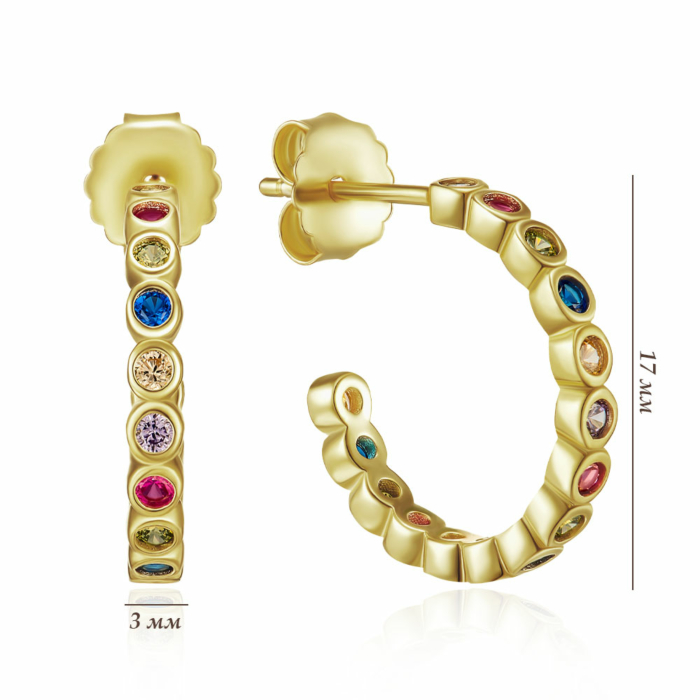 Срібні сережки з фіанітами. Артикул PDE01695-E/20/4916