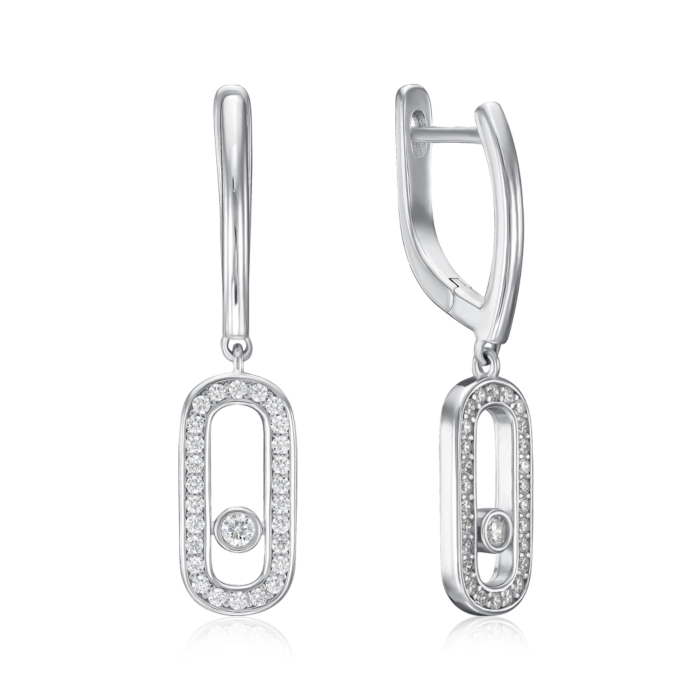 Серебряные серьги с фианитами. Артикул PDE07778-E/12/1