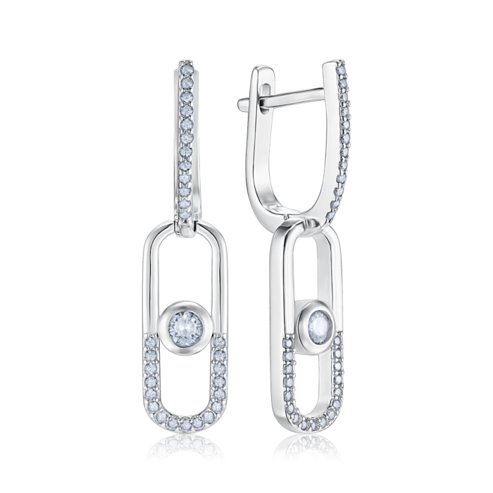 Срібні сережки з фіанітами. Артикул PDE07789-E/12/1