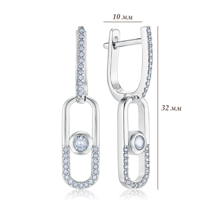 Срібні сережки з фіанітами. Артикул PDE07789-E/12/1