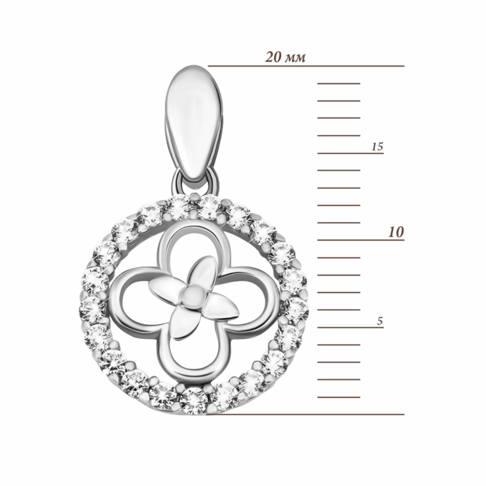 Срібна підвіска з фіанітами. Артикул UG5PE40437