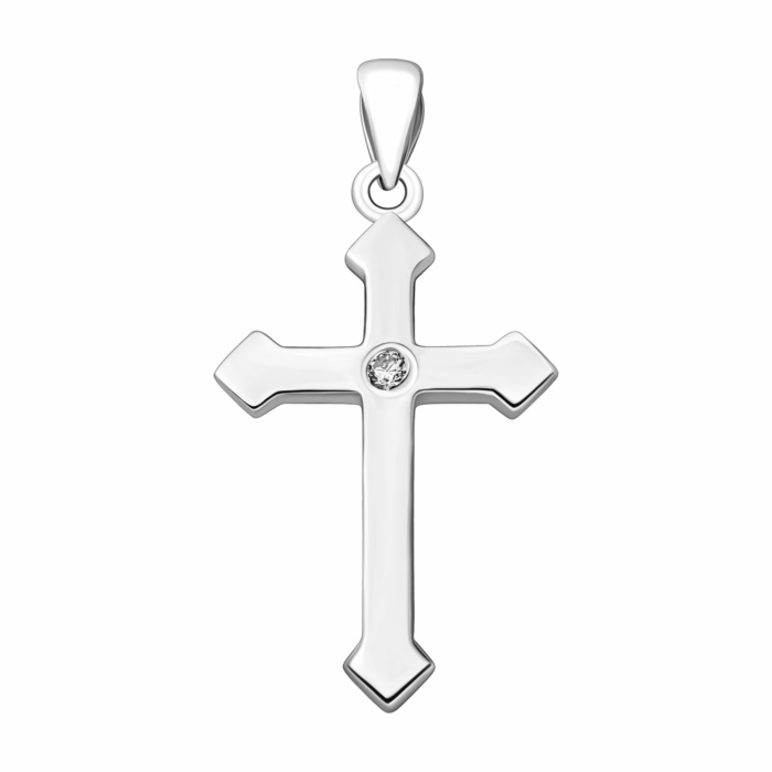 Срібний хрестик з фіанітом. Артикул UG5PE40709