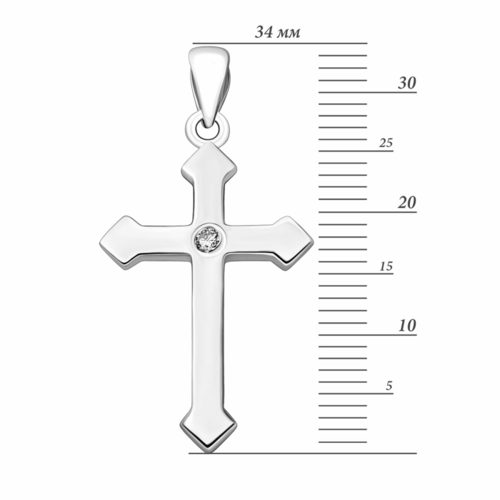 Срібний хрестик з фіанітом. Артикул UG5PE40709
