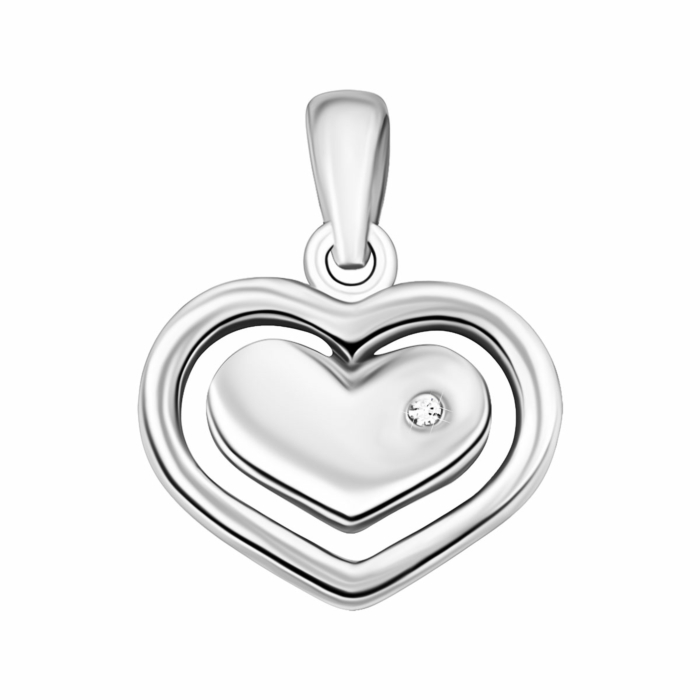 Срібна підвіска Серце з фіанітом. Артикул UG5PE40711