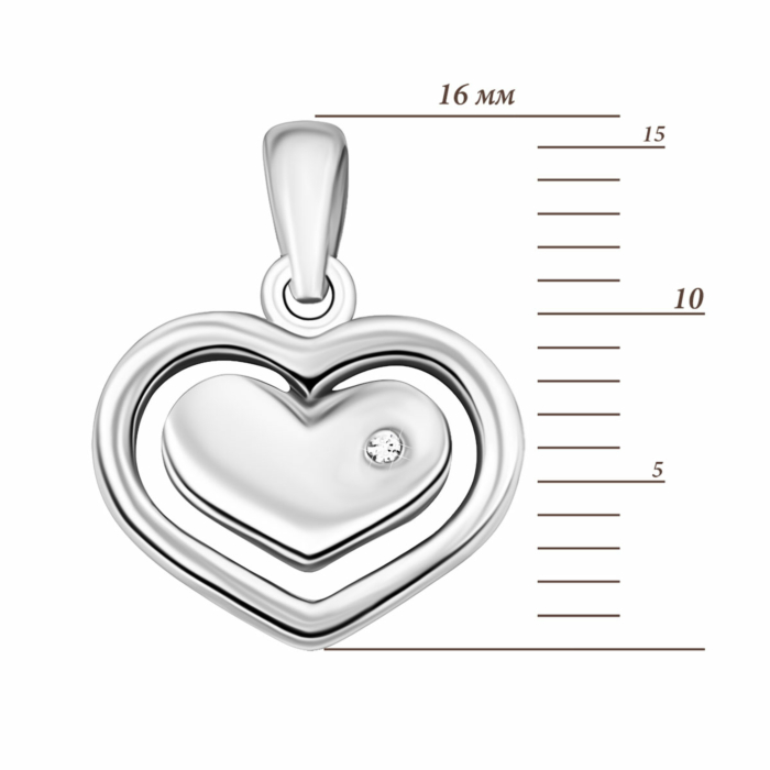 Срібна підвіска Серце з фіанітом. Артикул UG5PE40711