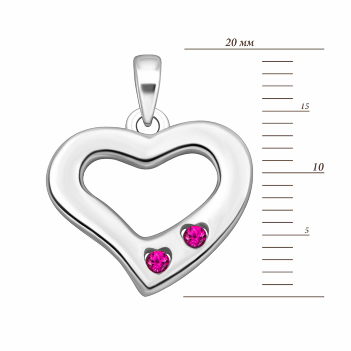 Срібна підвіска Серце з фіанітами. Артикул UG5PE41108 к