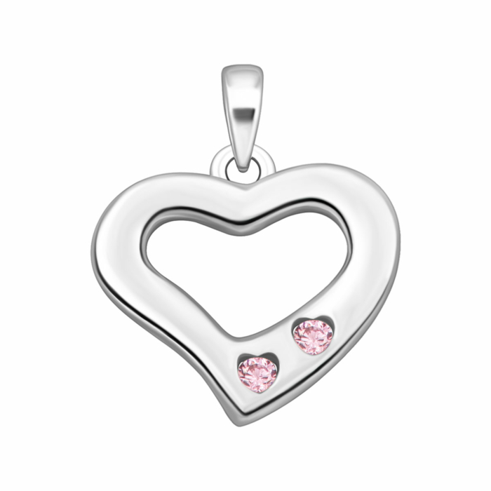 Срібна підвіска Серце з фіанітами. Артикул UG5PE41108 р