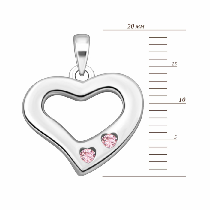 Срібна підвіска Серце з фіанітами. Артикул UG5PE41108 р