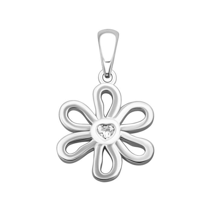 Срібна підвіска Квітка з фіанітом. Артикул UG5PE41109
