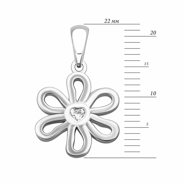 Срібна підвіска Квітка з фіанітом. Артикул UG5PE41109