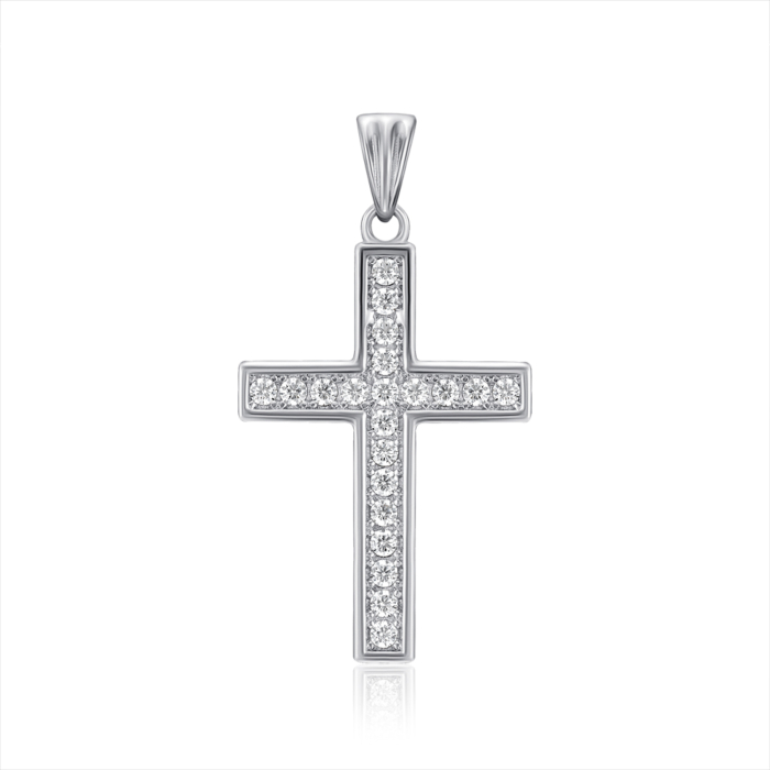 Срібний хрестик з фіанітами. Артикул PG00216-P/12/1