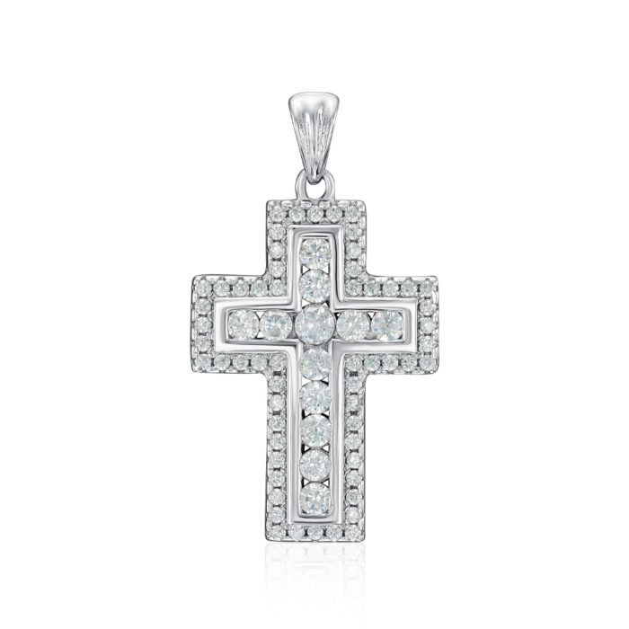 Срібний хрестик з фіанітами. Артикул PG00217-P/12/1