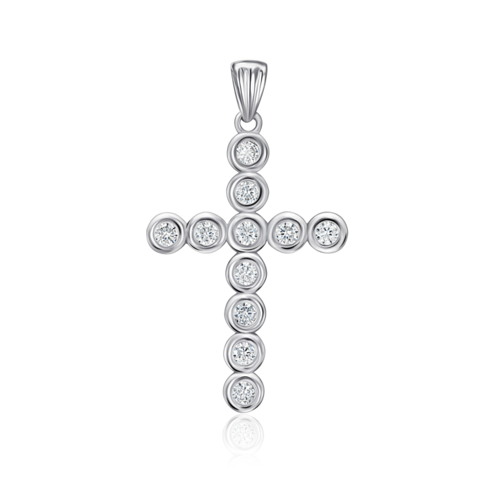Срібний хрестик з фіанітами. Артикул PG00235-P/12/1