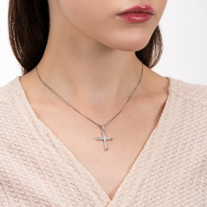 Срібний хрестик з фіанітами. Артикул PG00239-P/12/1
