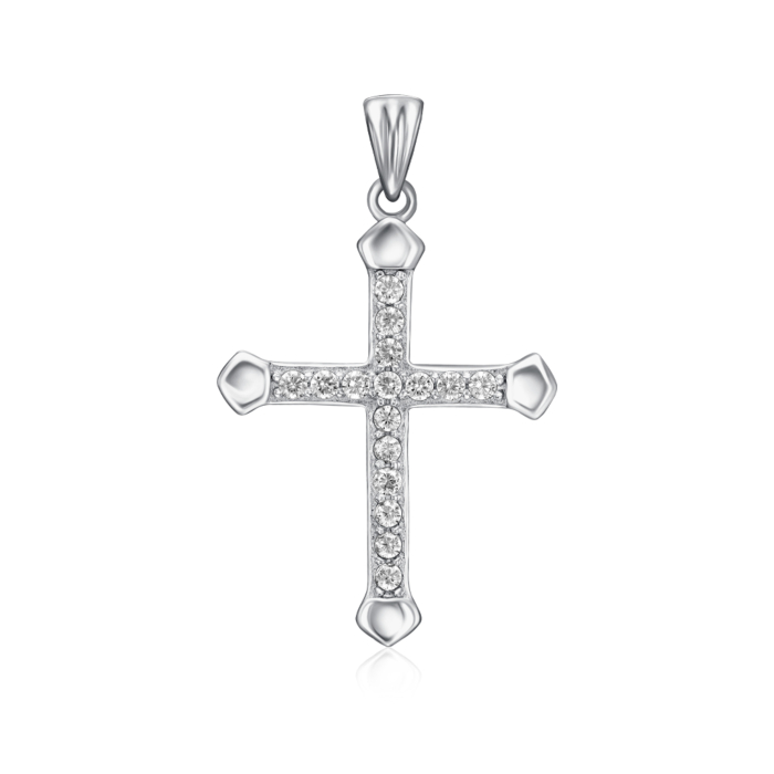 Срібний хрестик з фіанітами. Артикул PG00239-P/12/1