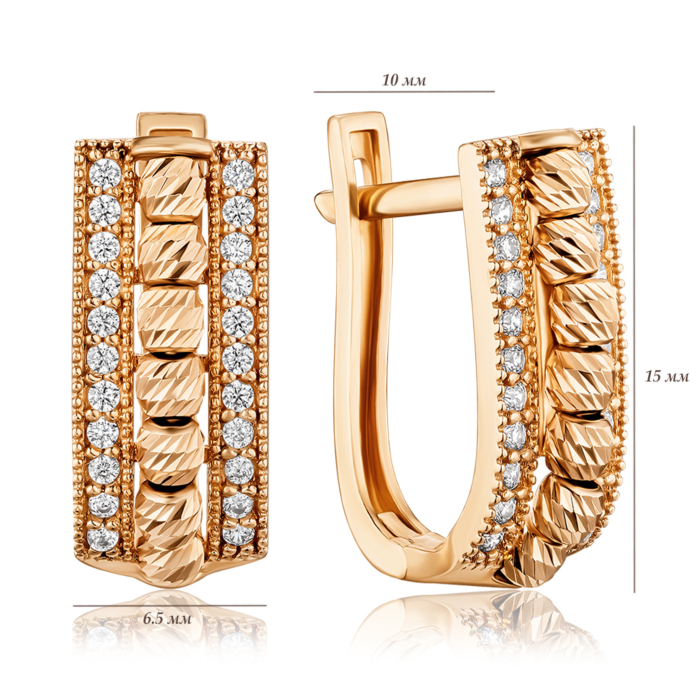 Золотые серьги с фианитами G-1682-E/01/1