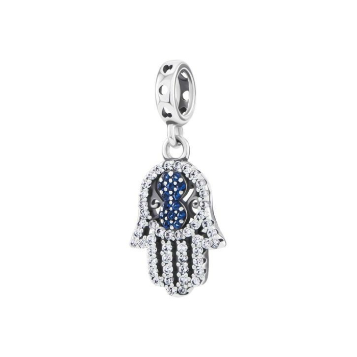 Серебряная бусина шарм Хамса с фианитами. Артикул UG5PK00093
