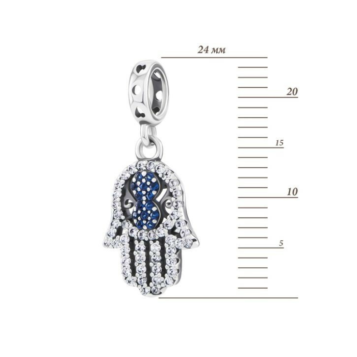 Серебряная бусина шарм Хамса с фианитами. Артикул UG5PK00093