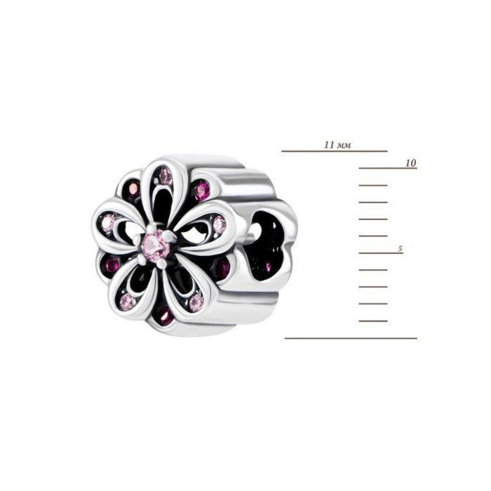 Серебряная бусина шарм с фианитами. Артикул UG5PK00623