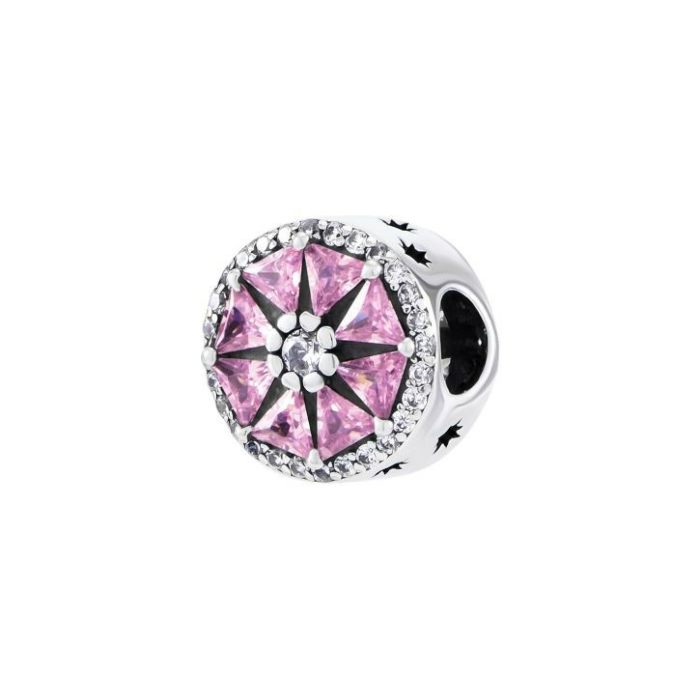 Серебряная бусина шарм с фианитами. Артикул UG5PK00737