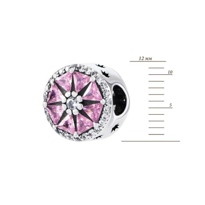Серебряная бусина шарм с фианитами. Артикул UG5PK00737