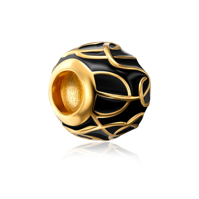 Серебряная позолоченная бусина-шарм с эмалью. Артикул PLA-HE-1403-GOLD-P/20/389
