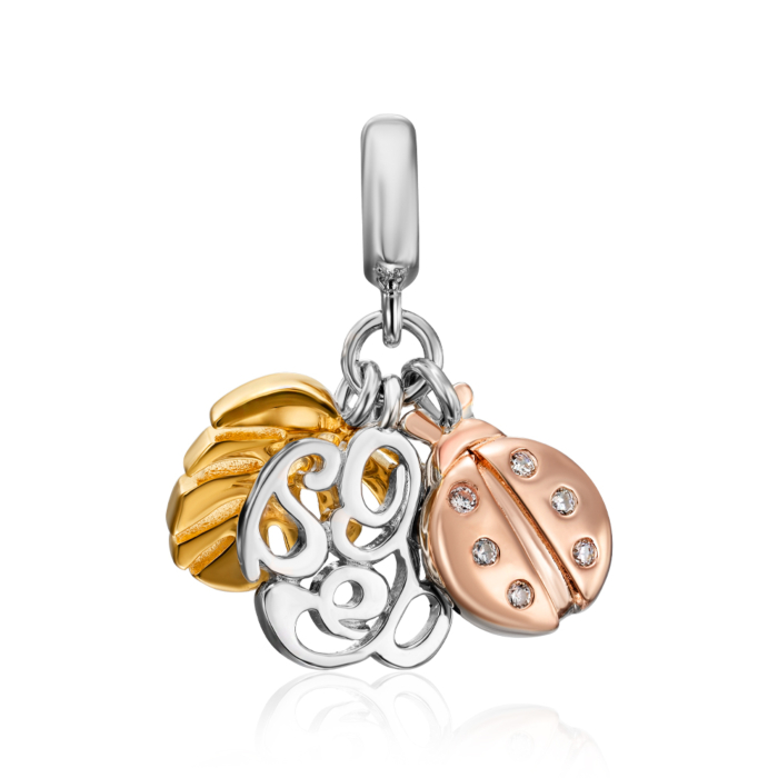 Срібна намистина-шарм з фіанітами. Артикул PLA-HSD-2202-3-S-P/41/1