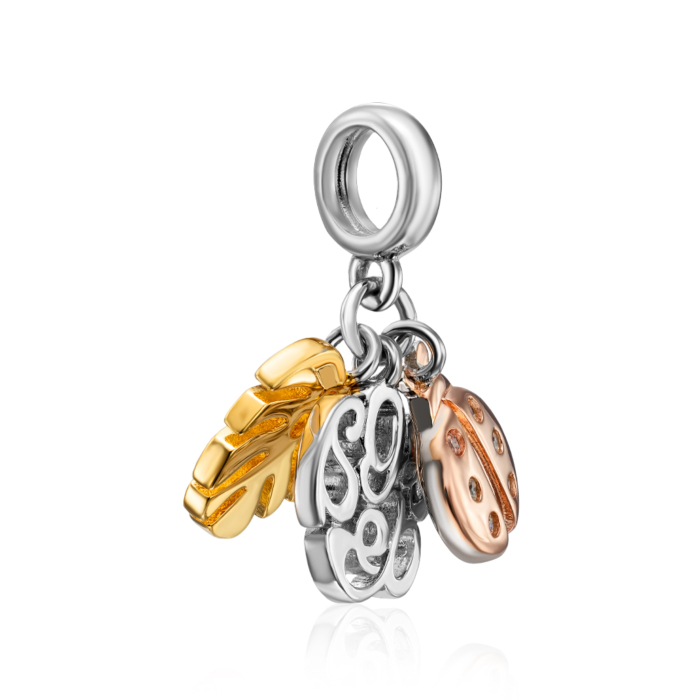 Срібна намистина-шарм з фіанітами. Артикул PLA-HSD-2202-3-S-P/41/1