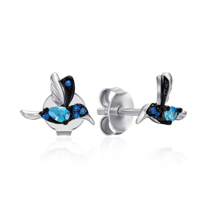 Срібні сережки з фіанітами. Артикул PLA-TE-1301-BL-S-E/12/3285