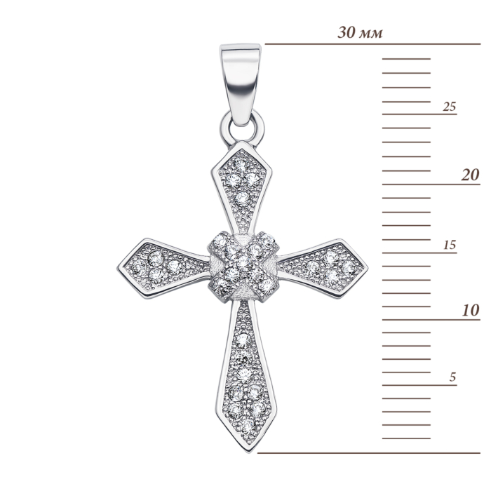 Срібний хрестик з фіанітами. Артикул PPS1363-P