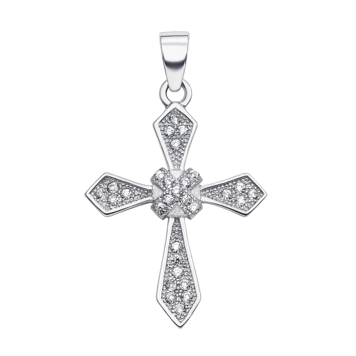 Срібний хрестик з фіанітами. Артикул PPS1363-P