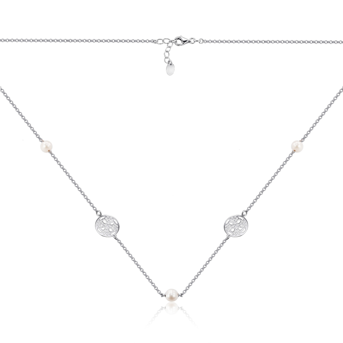 Срібне кольє з перлинами. Артикул PR0020_NC2994-K/12/708