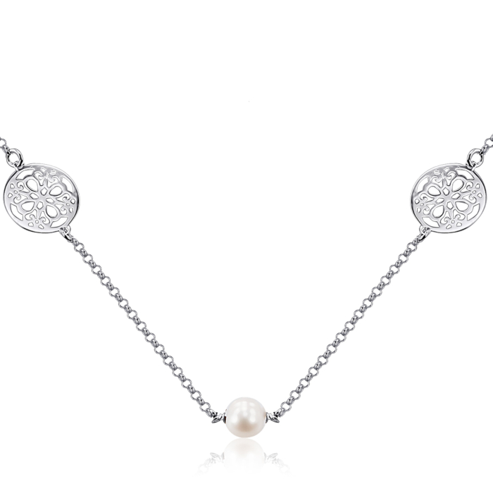 Срібне кольє з перлинами. Артикул PR0020_NC2994-K/12/708