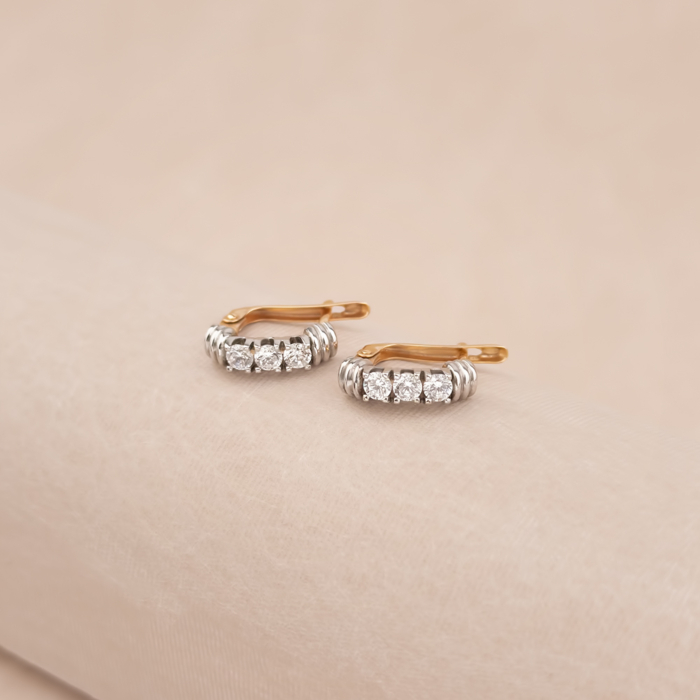 Золотые серьги с фианитами 430971