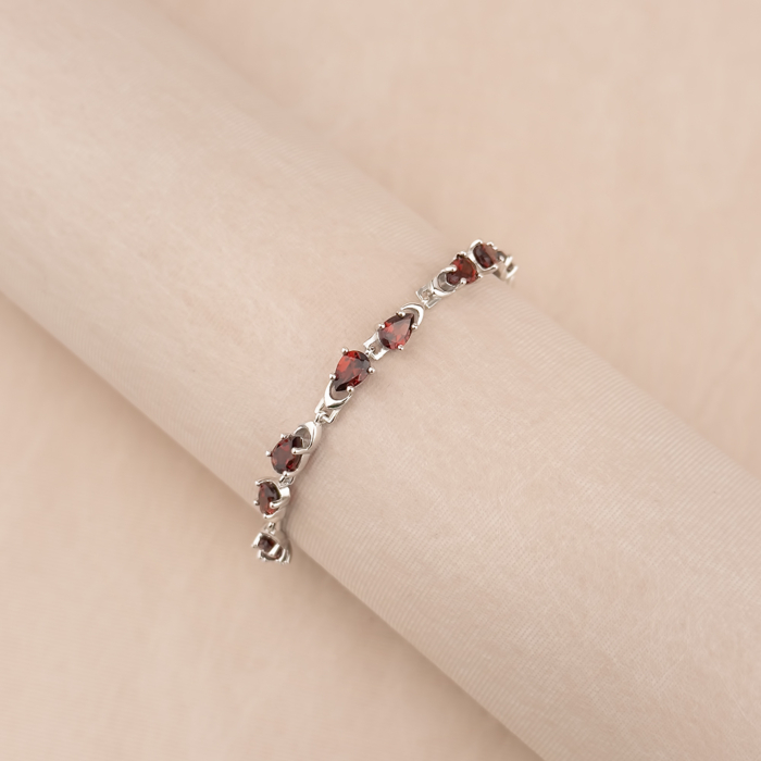 Серебряный браслет с гранатами 90108/12/1/7307
