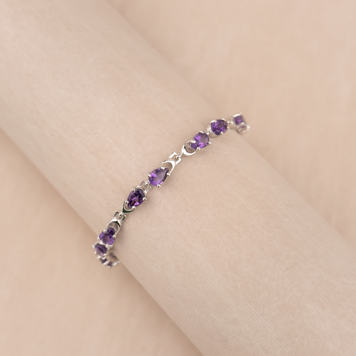 Срібний браслет з аметистами 90108/12/1/6688