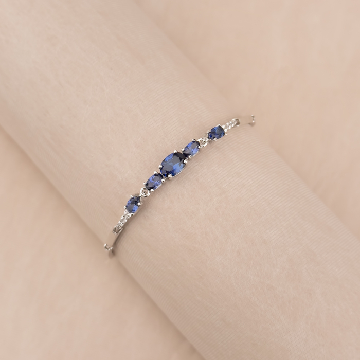 Серебряный браслет с искусственными сапфирами и фианитами 90107/12/1/21443
