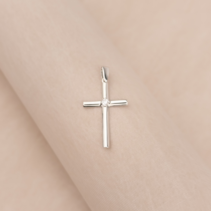 Золотой крестик с бриллиантом 51940/02/1/8602